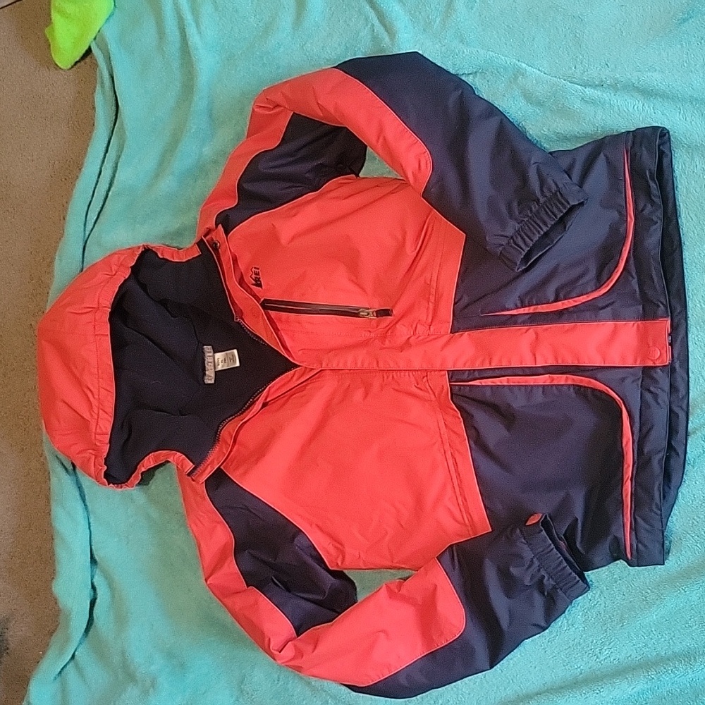REI Boy's Red & Blue Full Zip jacket with hood